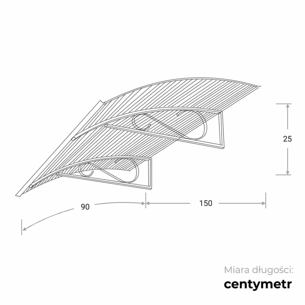 DASZEK ARCO 1500X900X250 MLECZNY RAL7016 